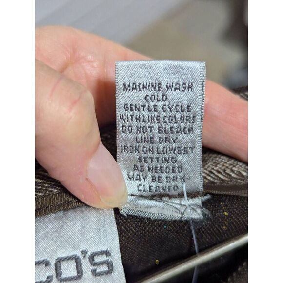 Chico's Women's Brown Metallic Thread Striped Pattern Trouser Pants Size 0.5 Tal - Picture 9 of 9